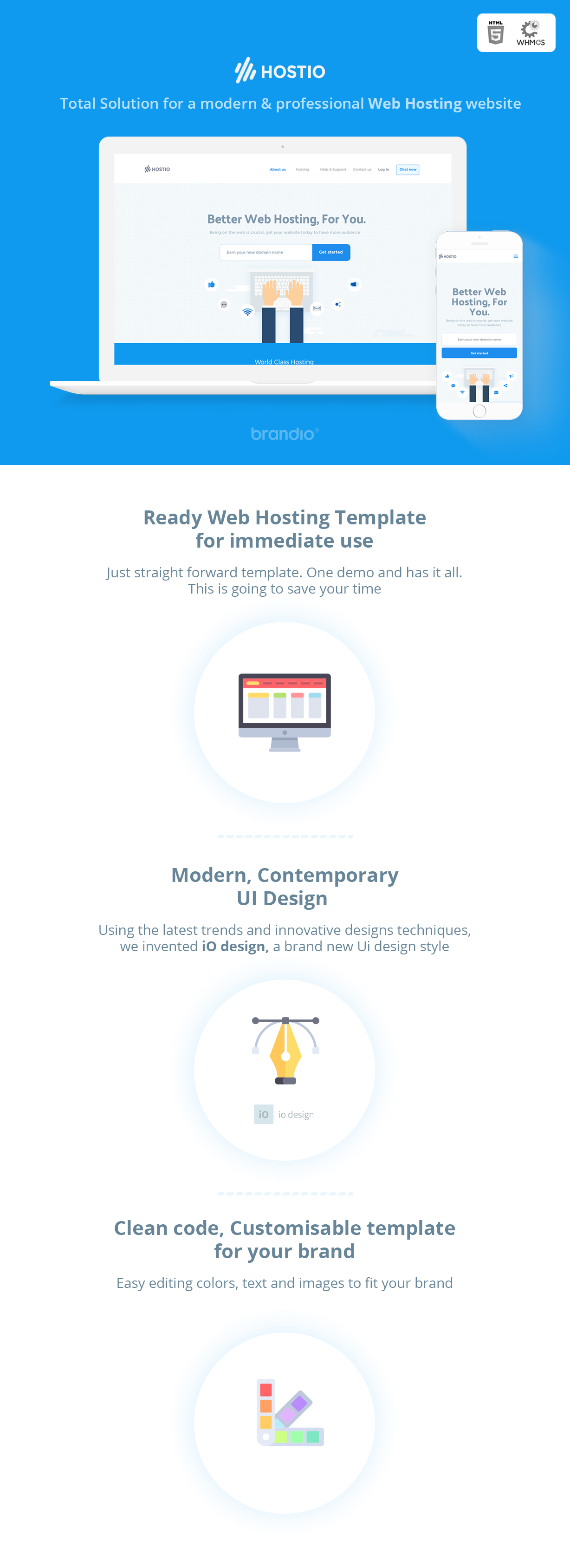 Hostio HTML & WHMCS Web Hosting Template - 4